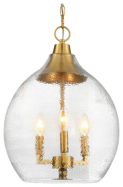 3 Light Globe Glass Pendant Light Gold Hanging Lamp - Transitional ...