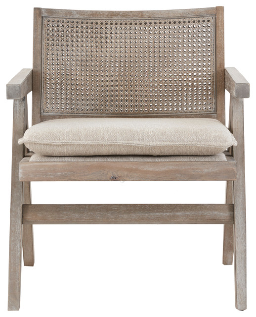 INK+IVY Ventura Wooden Accent Chair with Rattan Back Tropical