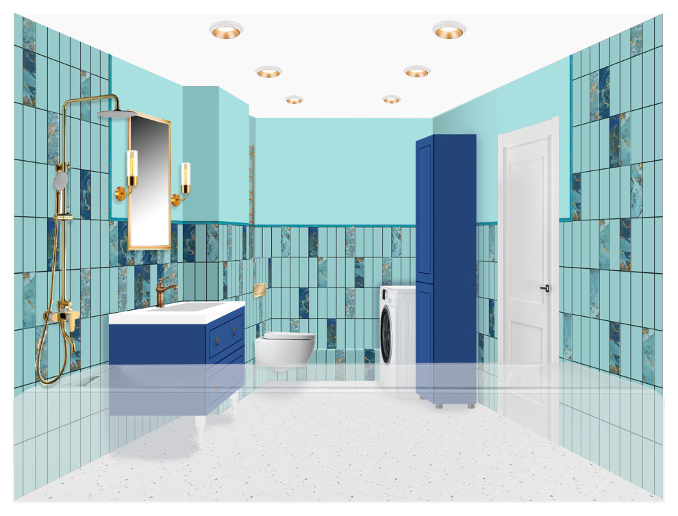 Санузел в бирюзовых тонах. Москва