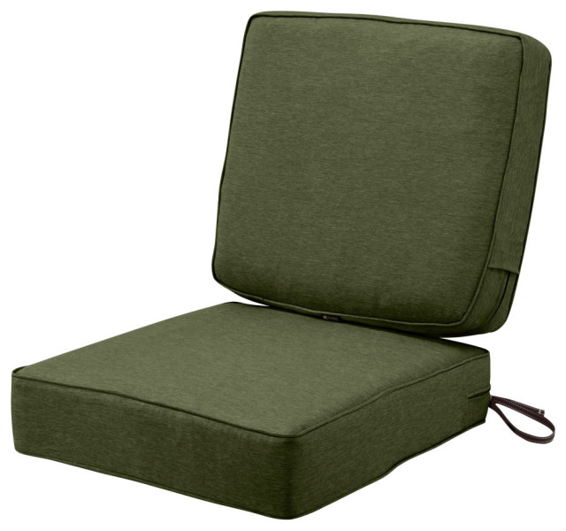 Montlake Fadesafe Water Resistant Patio Cushion Set, Heather Fern Green Contemporary Outdoor