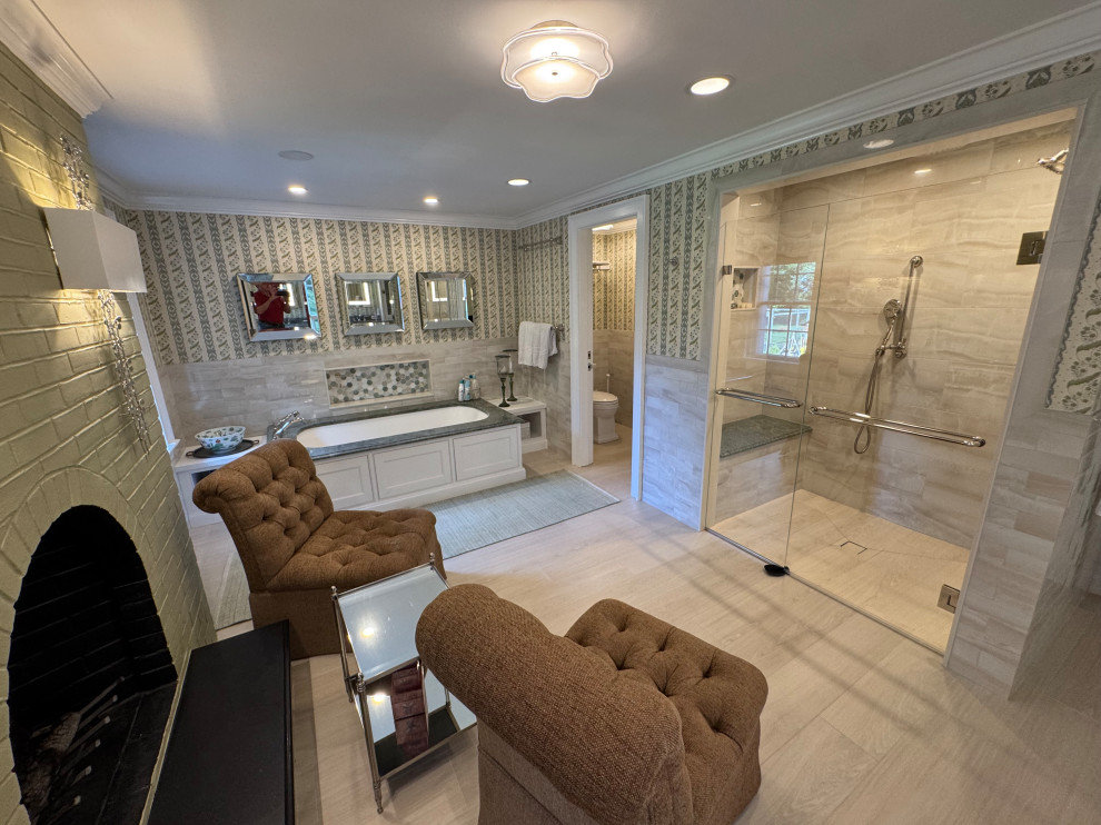 Luxury Primary Bath with Fireplace
