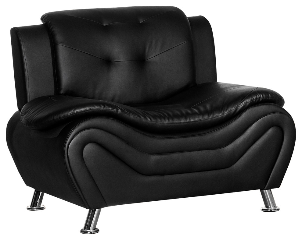 Camille Black Living Room Collection Contemporary Armchairs And
