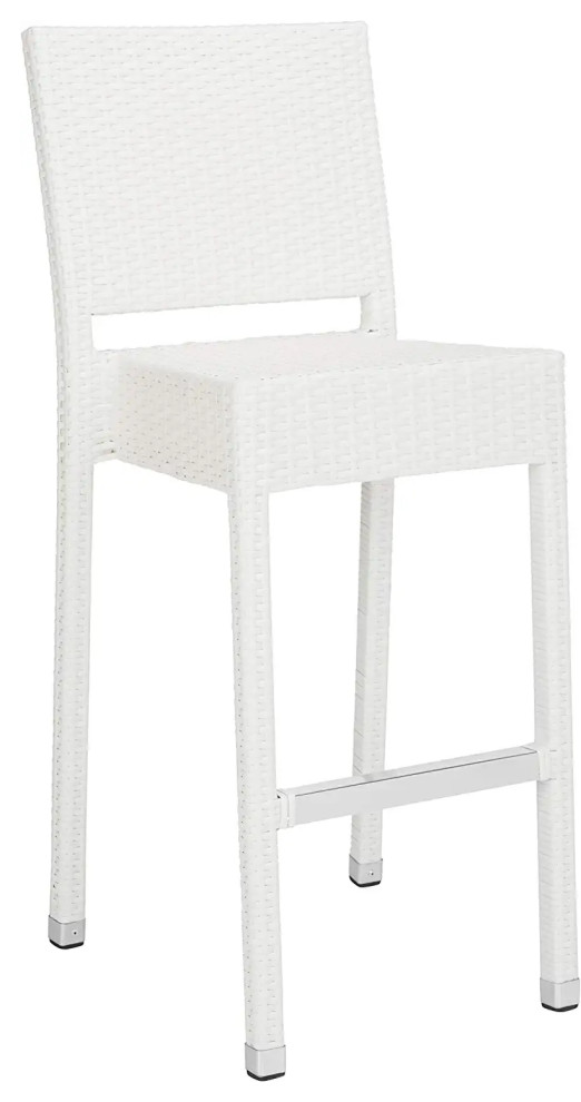 Unique Patio Bar Stool, PE Wicker Cover Aluminum Frame & Silver