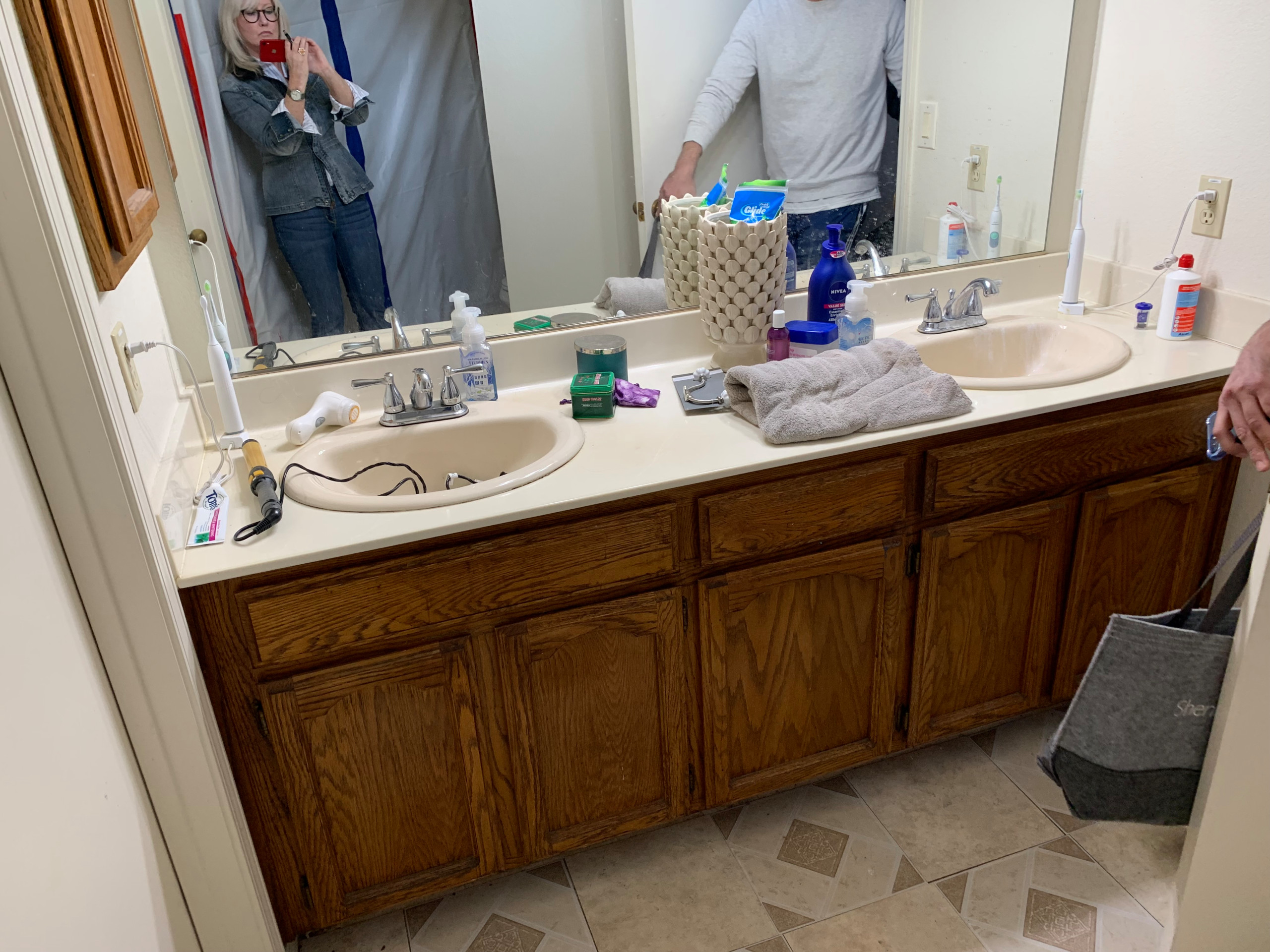 BEFORE PIC - Tired Oak Vanity