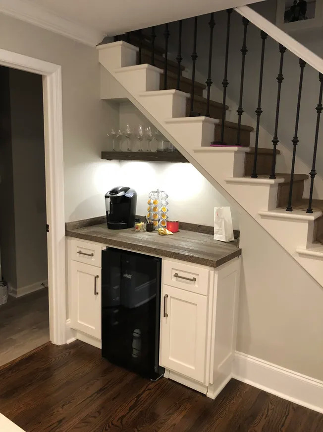custom kitchen and includes drawer for pet plate