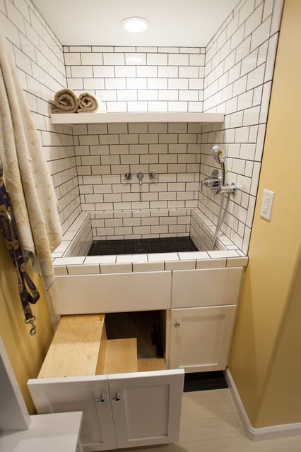 Laundry and mud room with custom dog wash - Transitional - Laundry Room