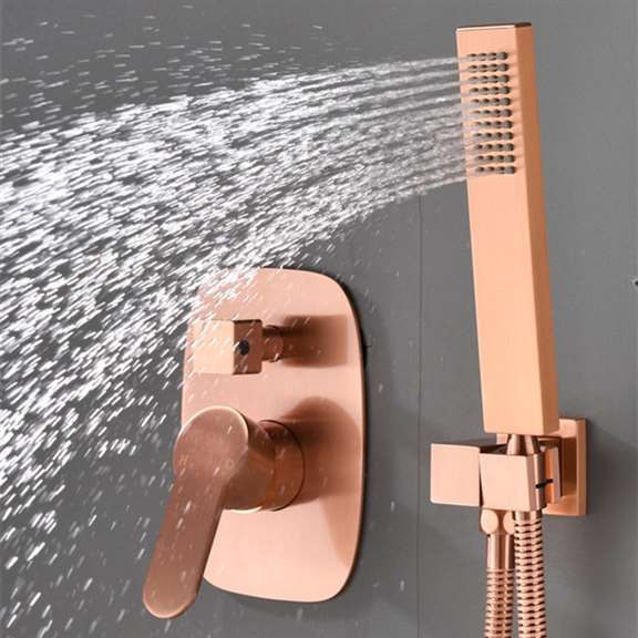 Fontana Sete Wall Mounted Rose Gold Square Rainfall Shower Head Set ...
