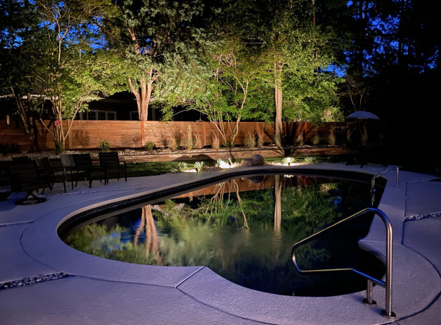 landscape lighting retro-piscina