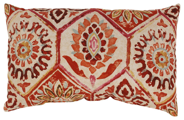 Summer Breeze Crimson Rectangle Throw Pillow Contemporary