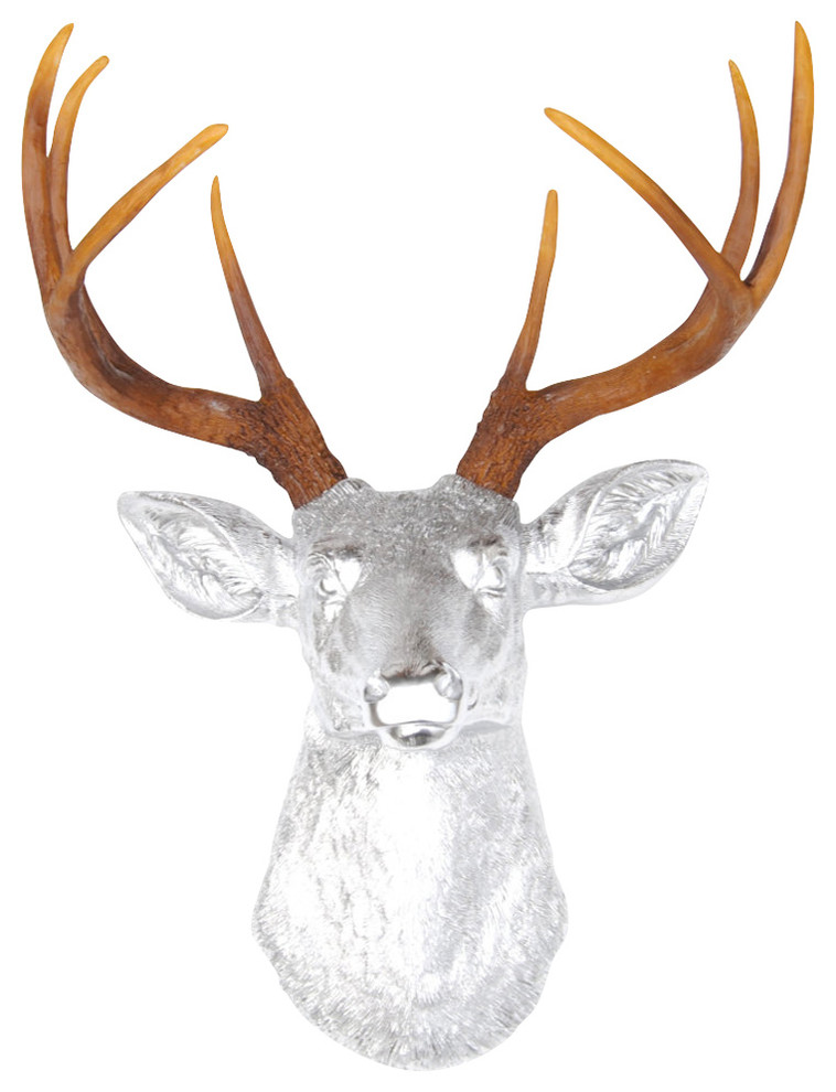Faux Metallic Chrome Deer Head Wall Decor Natural Faux Metallic Chrome Deer Head Wall Decor Natural
