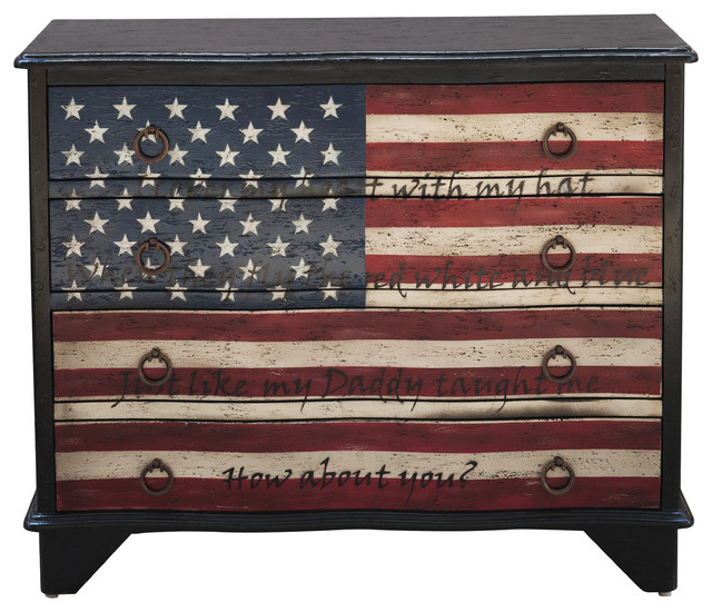 Traditional Styled American Flag Four Drawer Accent Storage Chest Traditional Styled American Flag Four Drawer Accent Storage Chest Transitional Dressers By Homefare