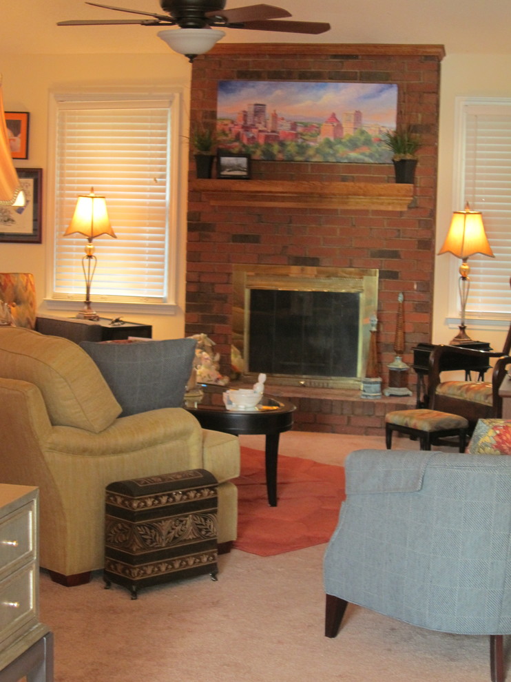 Inspiration for a transitional family room in Charlotte.