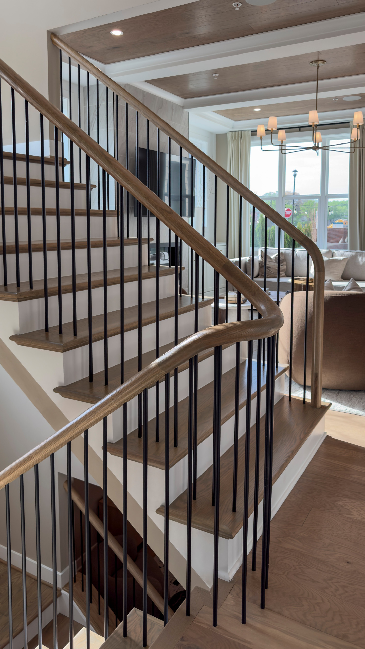 Project #153 | Sophisticated Red Oak Stair with Metal Balusters