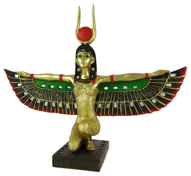 Egyptian Winged Goddesses Vase Art Deco Home Accent Sculpture
