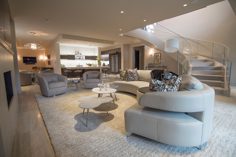 Photo of a contemporary family room in Minneapolis.