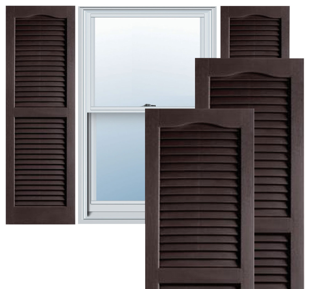 Premium Vinyl Open Louver Window Shutters, w/Instl. (Pair), Chocolate