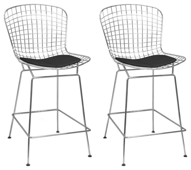 Set Of 2 Counter Stool Wire Mesh, Wire Mesh Bar Stools With Backs
