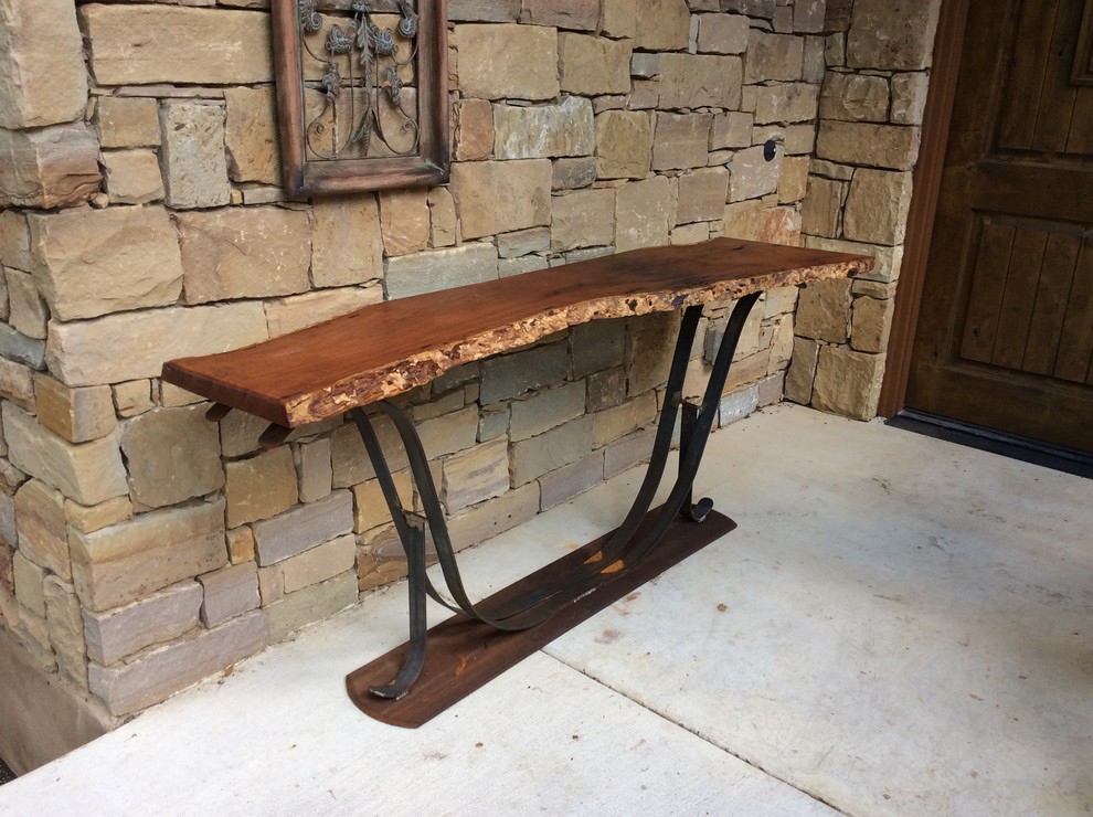 Mesquite Live Edge Entry Table Unique Industrial Entry Design by Made