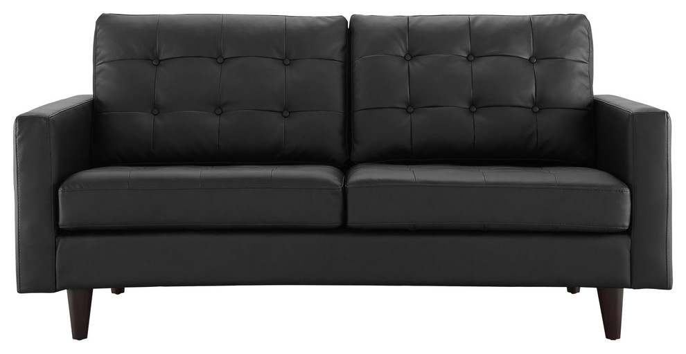 Modern Contemporary Loveseat, Black Leather Contemporary Loveseats