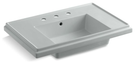 Kohler Tresham30" Pedestal Bathroom Sink Basin w/ 8" Widespread Holes, Ice Grey