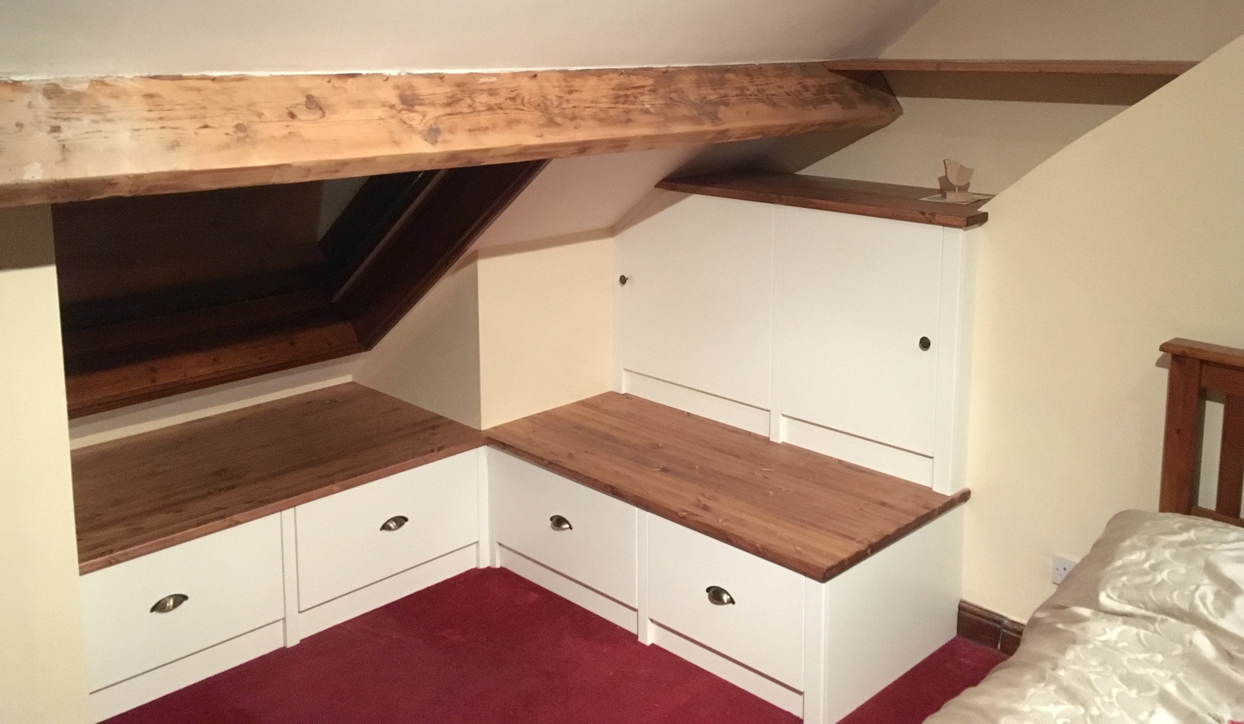Very bespoke problem solving storage for am unusual attic space.