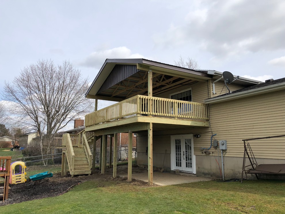Inspiration for a huge backyard deck remodel with no cover