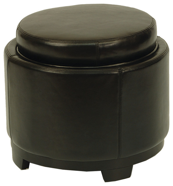 Round Storage Tray Ottoman Contemporary Footstools And Ottomans