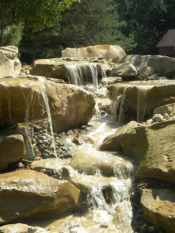 Carved Stones and Stream Waterfeature