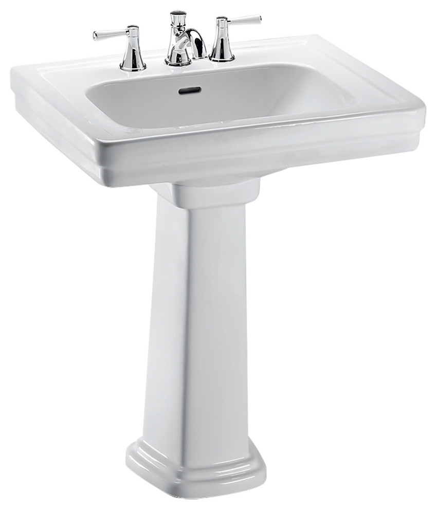 Promenade Pedestal Bathroom Sink With 3 Faucet Holes Drilled/Overflow
