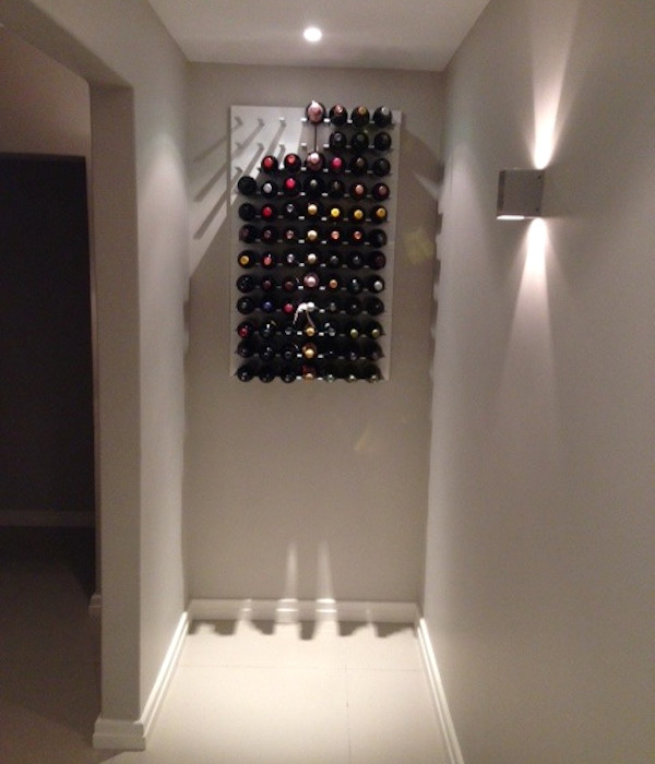 This is an example of a large modern wine cellar in San Francisco.
