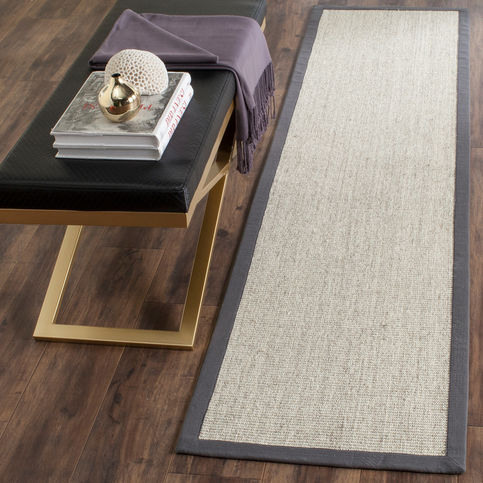 Safavieh Natural Fiber Collection NF441 Rug, Marble/Grey, 2'6" X 12'