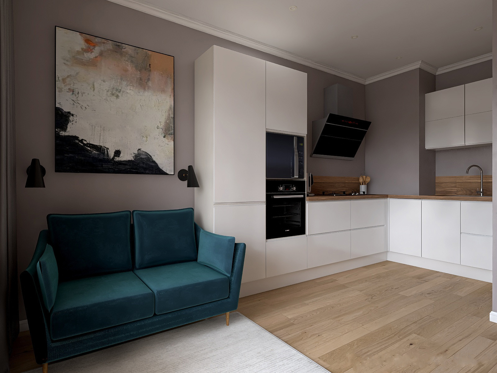 кухня-гостиная в ЖК Охта Хаус