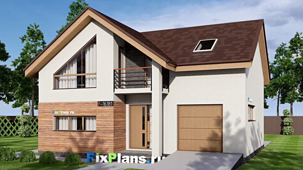 Проект дома с мансардой 13х15 м S233м2 F-16181
