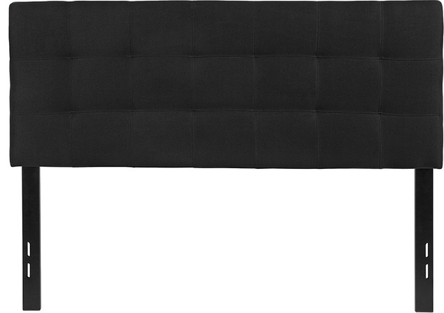 Bedford Tufted Upholstered Full Size Headboard in Black Fabric, 56.75"W ...