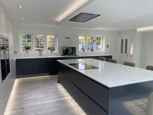 Matt Graphite and Light Grey Handleless Kitchen contemporary-kitchen