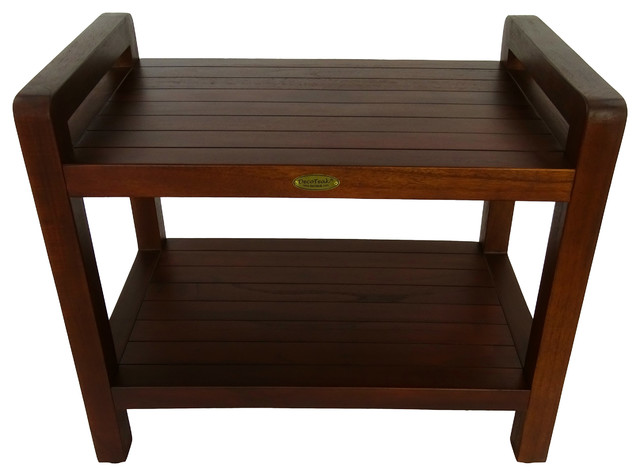 Decoteak Classic 24 Ergonomic Teak Shower Stool With Liftaid Arms