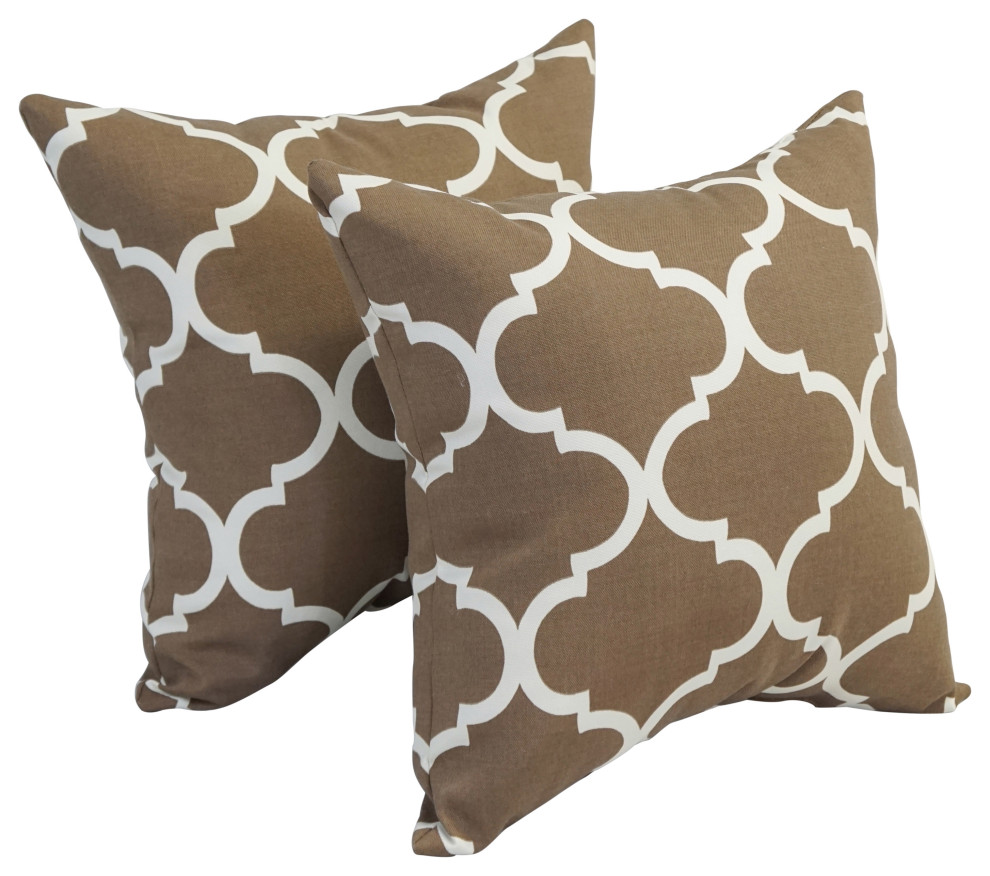 17" Square Polyester Outdoor Throw Pillows, Set of 4, Landview Mocha