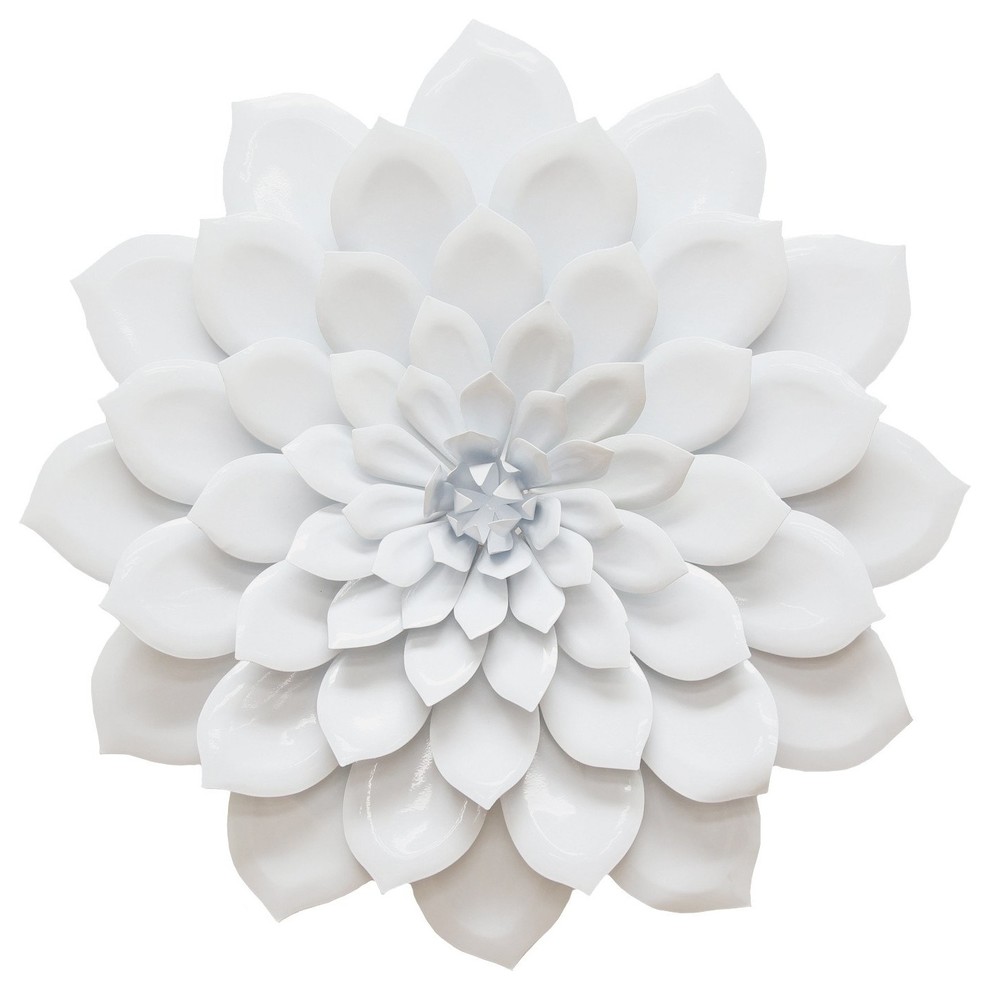 Layered White Flower Wall Decor - Contemporary - Metal Wall Art - by