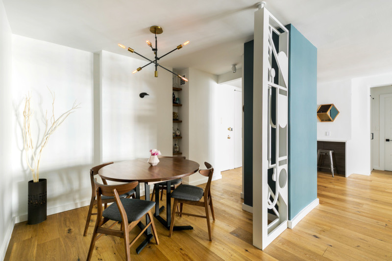 This is an example of a scandinavian dining room in New York.