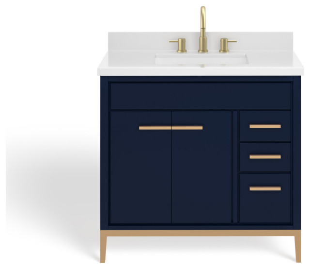 Wimberley Bathroom Vanity, Single Sink, 36", Navy Blue, Freestanding ...