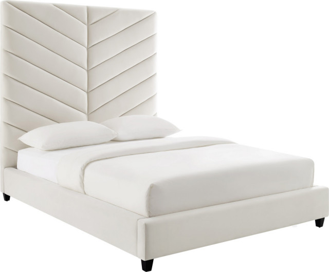 Javan Velvet Bed, Queen Transitional Platform Beds by TOV Furniture Houzz