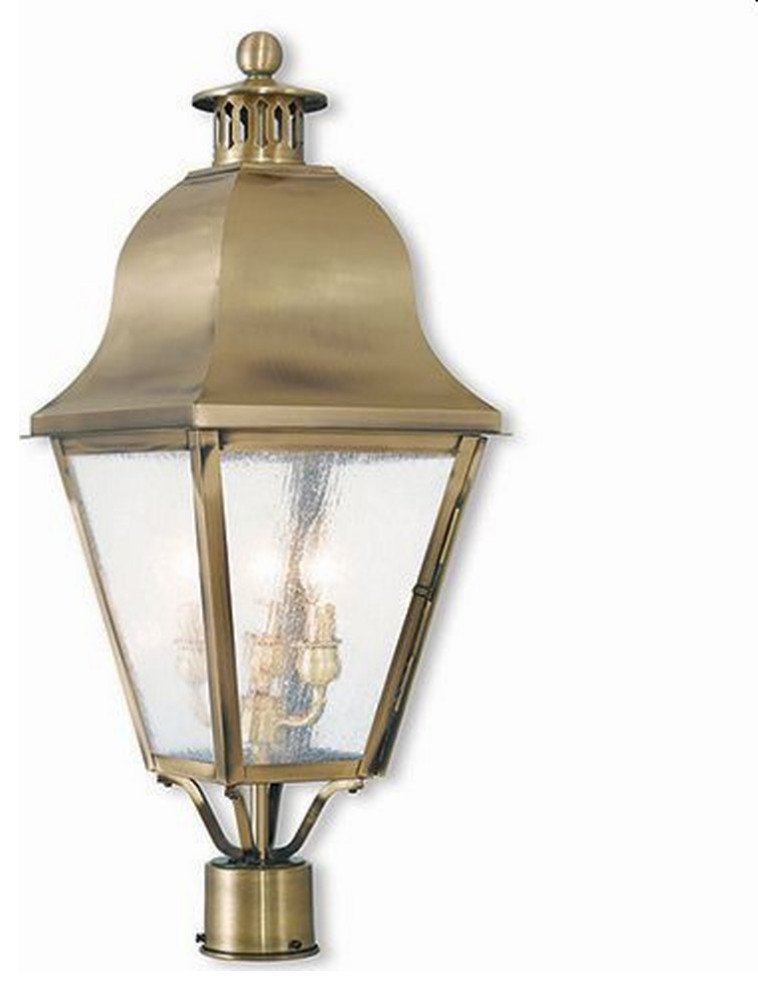 3 Light Outdoor Post Top Lantern In Mid Century Modern Style 10.5