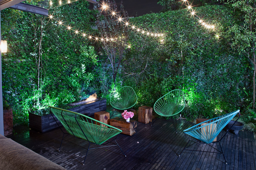 Design ideas for a small contemporary deck in Mexico City with a vertical garden.