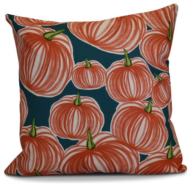 Pumpkins-A-Plenty Geometric Print Pillow, Teal, 16"x16"