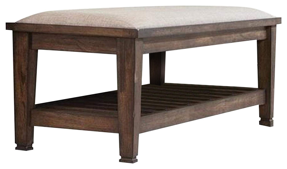 Coaster Furniture Franco Upholstered Bench, Burnished Oak 200977 Transitional Accent And