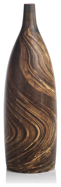 Vinceta Marbleized Mango Wood Bottle Vase