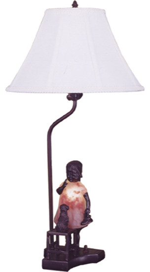 Meyda Lighting 24166 14.5"H Silhouette Girl with Puppy Accent Lamp
