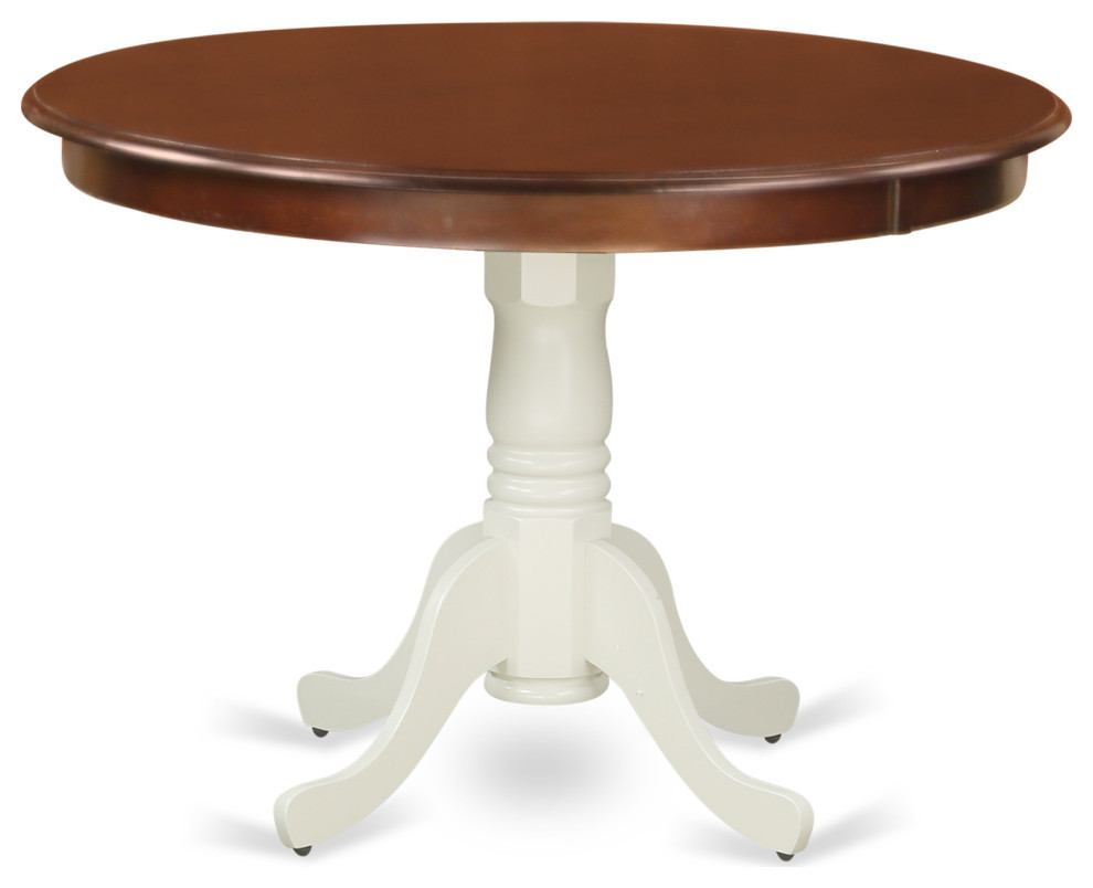 Hartland Table 42" Diameter Round Table, Mahogany and Linen White