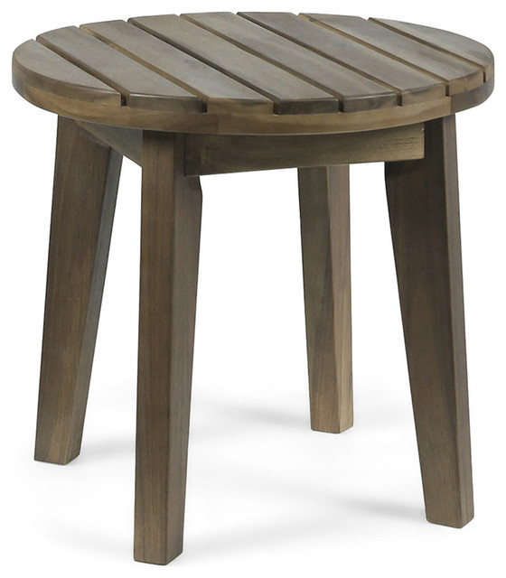 Sadie Outdoor Acacia Wood Accent Table Gray Finish