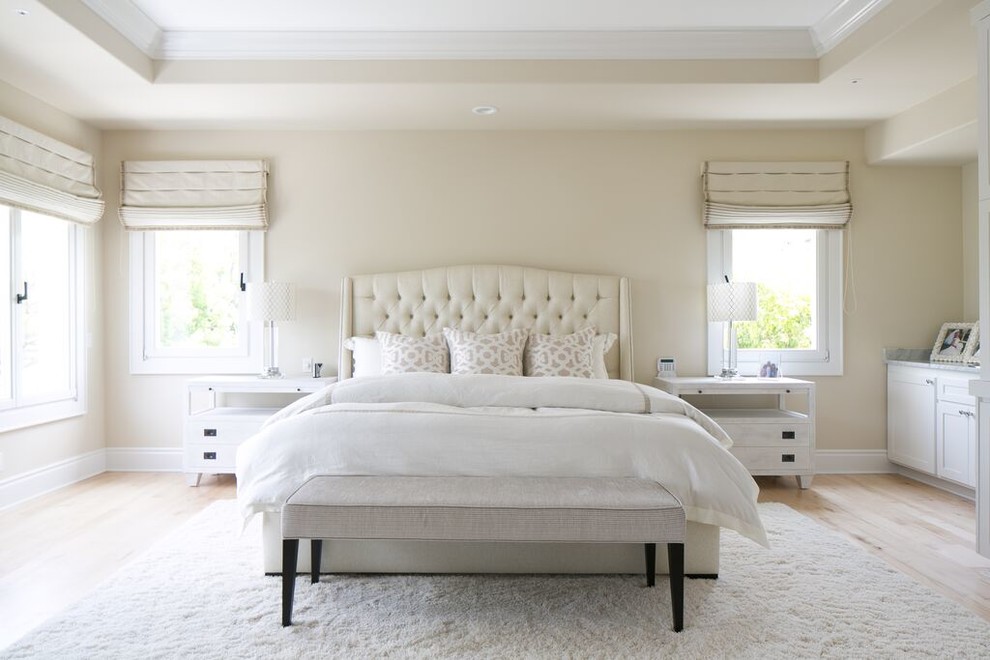 Example of a transitional bedroom design in Orange County